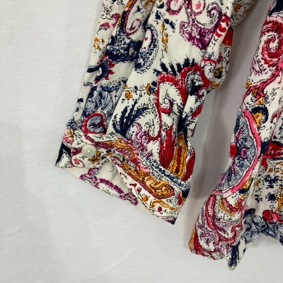 Intro. size 22/24 Multi Color Abstract Artsy Print Soft Rayon Button Down Comfy - Picture 5 of 10